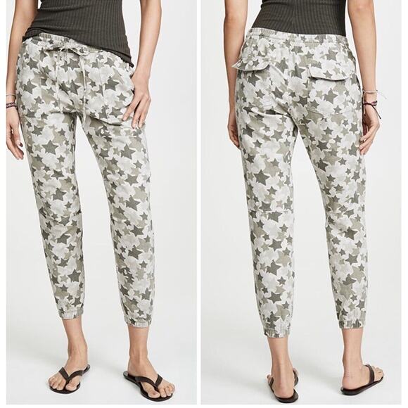 Monrow Joggers Women's Large NWT Star Camo Joggers Elastic Waist Green Tea - Picture 1 of 10